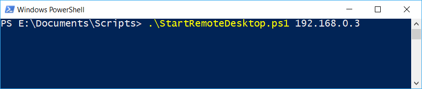 PowerShell screenshot showing passing an IP address as a parameter.
